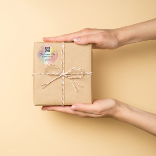 Logo QR-code Promotie Winkel-graaf Floral Ronde Sticker