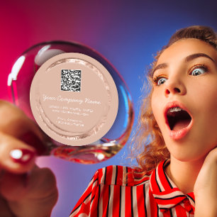 Logo QR-code Promotie Winkel Roos Cirkel Blush Ronde Sticker