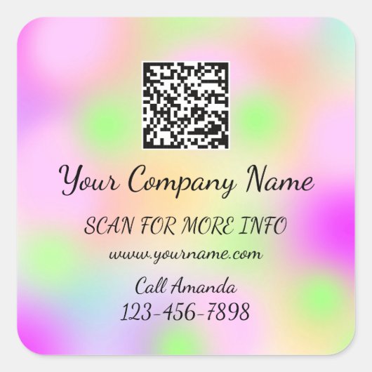 Logo QR-code Promotie Winkelroze Vierkante Sticker (Voorkant)