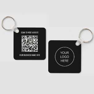 Logo QR Code Promotie Zwarte Sleutelhanger
