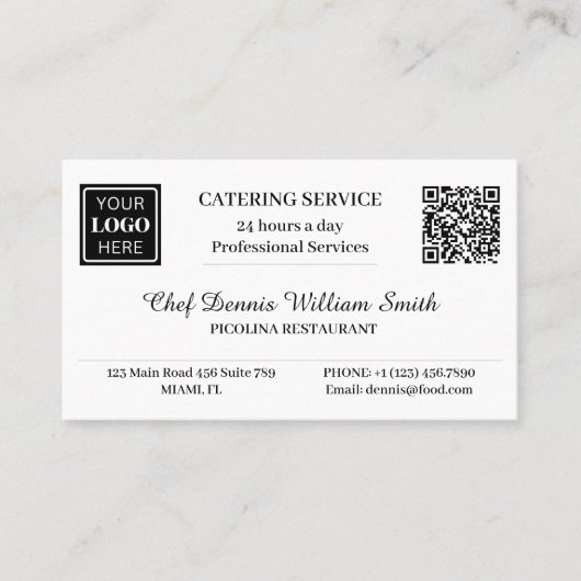 Logo QR-code Restaurant Catering Service Visitekaartje (Voorkant)