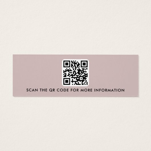 Logo QR code roos taupe stud oorbel display kaart (Achterkant)