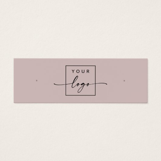 Logo QR code roos taupe stud oorbel display kaart (Voorkant)