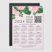Logo QR Code Roze 2024 Bedrijfskalender Magneet (Voorkant / Achterkant)