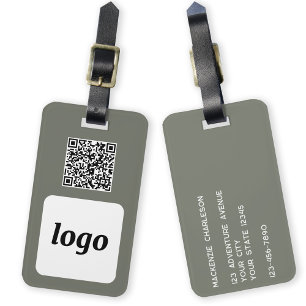 Logo QR Code Sage Green Business Promotie Bagagelabel
