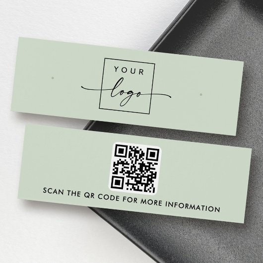 Logo QR-code Sage groene stud oorbel display kaart