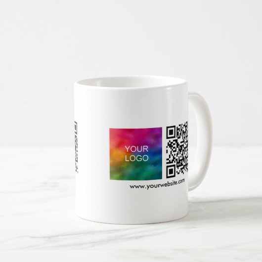 Logo QR code scan me Sjabloon wit minimalistisch Koffiemok (Voorkant rechts)