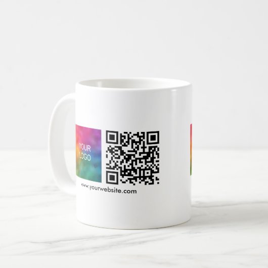 Logo QR code scan me Sjabloon wit minimalistisch Koffiemok (Voorkant links)