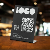 Logo QR code Scan menu Zwart Restaurant tafel Reclamebord Met Voetstuk