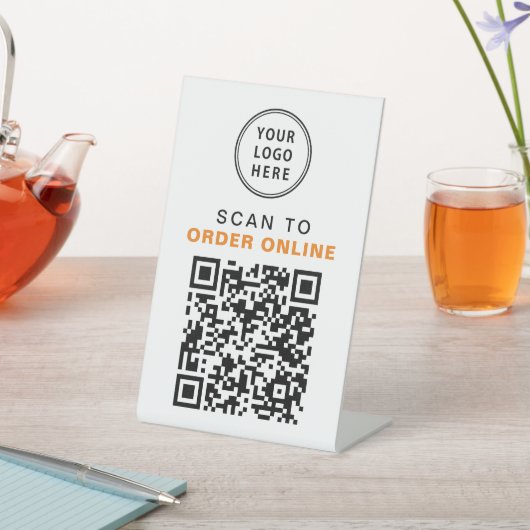 Logo QR-code Scannen naar bestelling van café Reclamebord Met Voetstuk (Insitu)