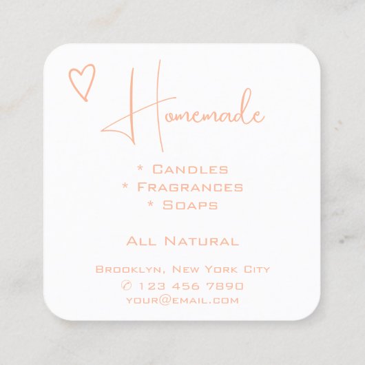 Logo QR Code Sjabloon Kalligrafie Oranje Hart Vierkante Visitekaartje (Achterkant)