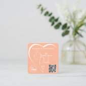 Logo QR Code Sjabloon Kalligrafie Oranje Hart Vierkante Visitekaartje (Staand voorkant)