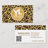 Logo QR Code Sjabloon Leopard Print Rockabilly Visitekaartje (Voorkant / Achterkant)