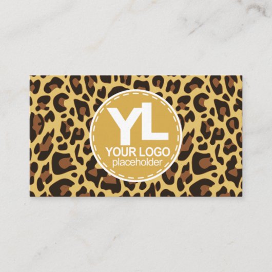 Logo QR Code Sjabloon Leopard Print Rockabilly Visitekaartje (Voorkant)