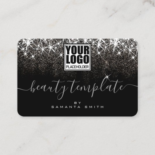 Logo QR Code Sjabloon Lichtgevend Platina Zilver Visitekaartje (Voorkant)