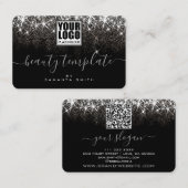 Logo QR Code Sjabloon Lichtgevend Platina Zilver Visitekaartje (Voorkant / Achterkant)