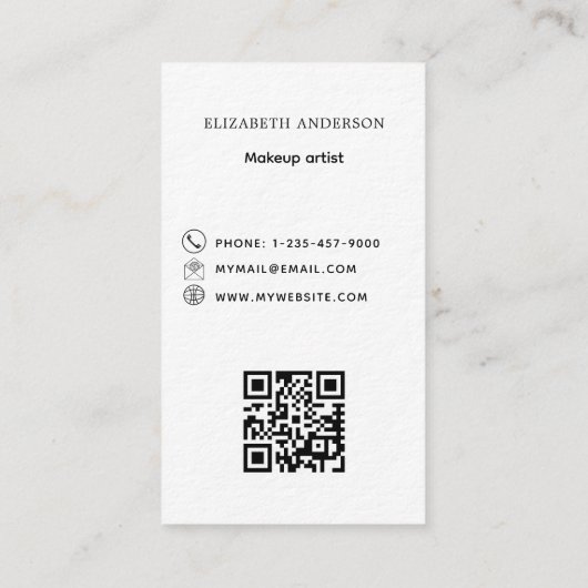 Logo Qr code social media white black premium Visitekaartje (Achterkant)