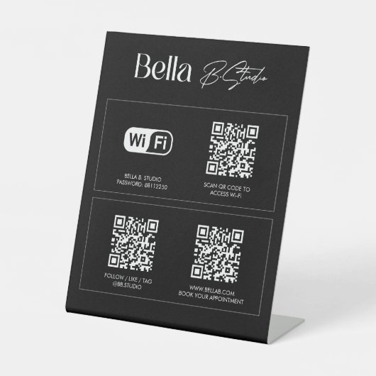 Logo QR Code Social Media WiFi Reclamebord Met Voetstuk (Voorkant)