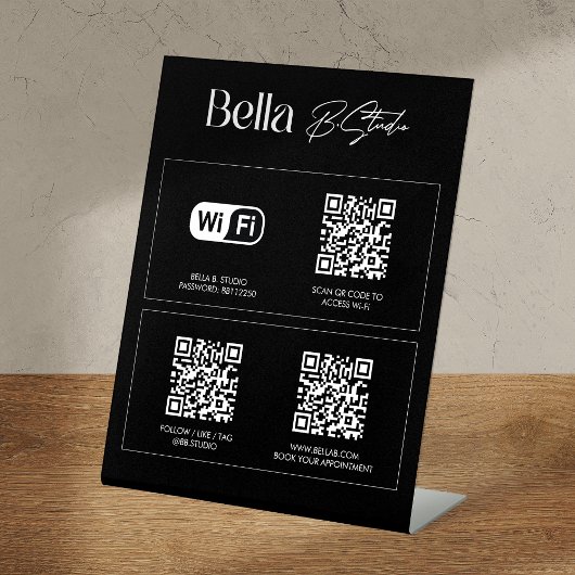 Logo QR Code Social Media WiFi Reclamebord Met Voetstuk