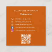 Logo QR-code sociale media verbrand sinaasappel Vierkante Visitekaartje (Achterkant)