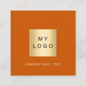 Logo QR-code sociale media verbrand sinaasappel Vierkante Visitekaartje (Voorkant)