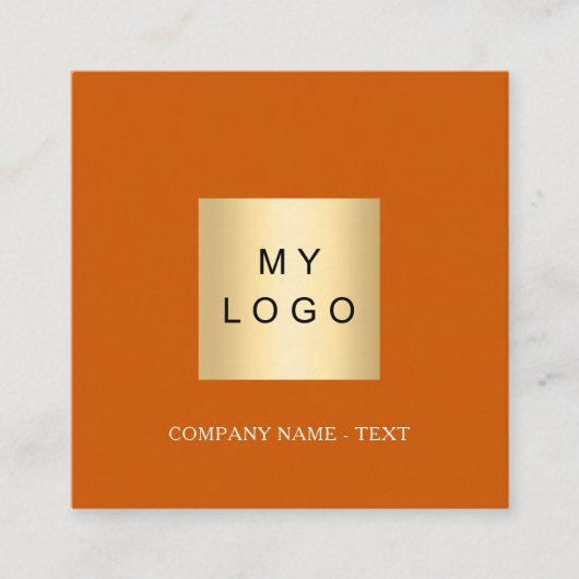 Logo QR-code sociale media verbrand sinaasappel Vierkante Visitekaartje (Voorkant)