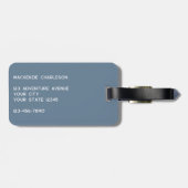 Logo QR Code Stoffig Blauw Grijs Zakelijk Promotie Bagagelabel (Achterkant horizontaal)