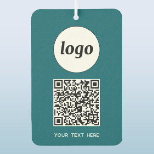 Logo QR Code Tekst Zakelijk Promotie Blauwgroen Gr Luchtverfrisser