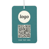 Logo QR Code Tekst Zakelijk Promotie Blauwgroen Gr Luchtverfrisser (Voorkant)
