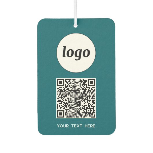 Logo QR Code Tekst Zakelijk Promotie Blauwgroen Gr Luchtverfrisser (Voorkant)