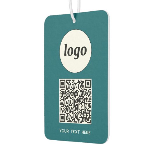 Logo QR Code Tekst Zakelijk Promotie Blauwgroen Gr Luchtverfrisser (Links)