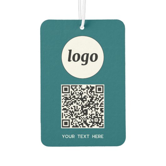 Logo QR Code Tekst Zakelijk Promotie Blauwgroen Gr Luchtverfrisser (Achterkant)