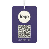 Logo QR Code Tekst Zakelijk Promotie Navy Blue Luchtverfrisser (Achterkant)