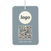 Logo QR Code Tekst Zakelijke Promotie Dusty Blue Luchtverfrisser (Voorkant)