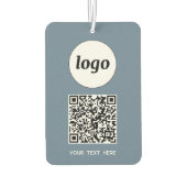 Logo QR Code Tekst Zakelijke Promotie Dusty Blue Luchtverfrisser (Achterkant)