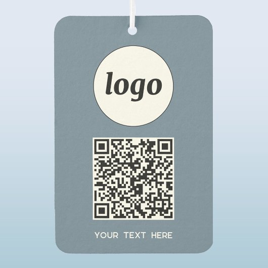 Logo QR Code Tekst Zakelijke Promotie Dusty Blue Luchtverfrisser