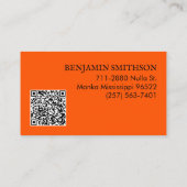     Logo & QR-code toevoegen Oranje geruit modern  Visitekaartje (Achterkant)