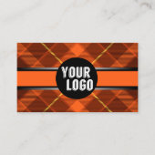     Logo & QR-code toevoegen Oranje geruit modern  Visitekaartje (Voorkant)