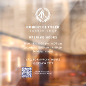 Logo QR-code voor openingstijden van herenkapper Raamsticker (Vel 2)