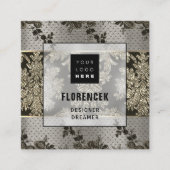 Logo QR CODE Winkelen BEAUTIQUE Gold Lace Elegant Vierkante Visitekaartje (Voorkant)