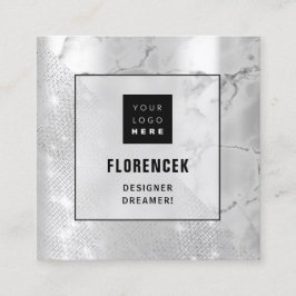 Logo QR CODE Winkelen Zilverkleurde meetapparatuur Vierkante Visitekaartje