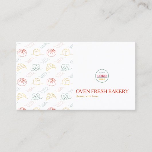 Logo QR Code Wit Kleurrijke Tekst Bakkerij Visitekaartje (Voorkant)