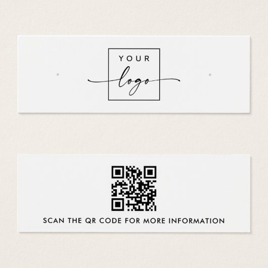 Logo QR code witte stud oorbel display kaart (Voorkant /achterkant)