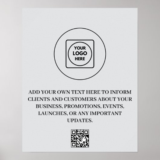 Logo QR-code Zakelijk Branding Blauwe Poster Ontwe (Voorkant)