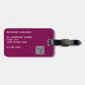 Logo QR code Zakelijk Magenta Roze Bagagelabel (Achterkant horizontaal)