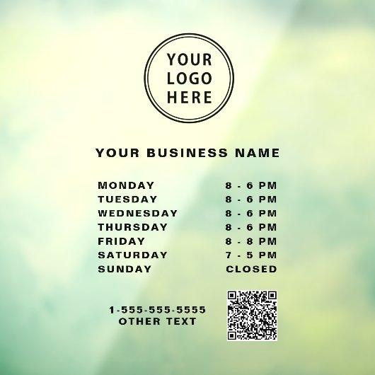 Logo QR-code Zakelijke uren Raamsticker (Vel 3)
