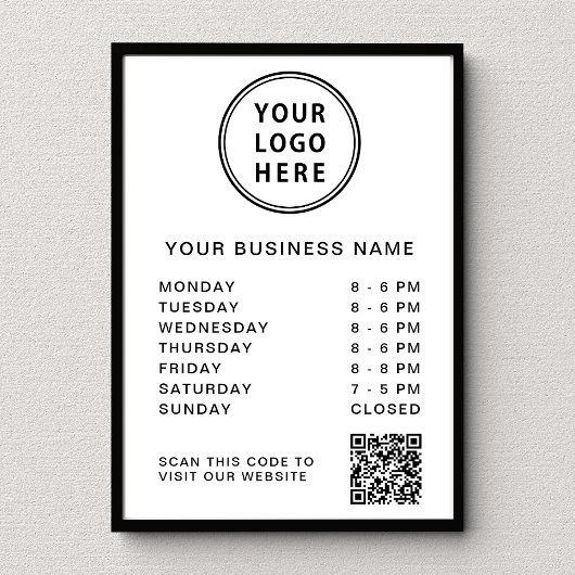Logo QR-code Zakelijke uren Website Poster