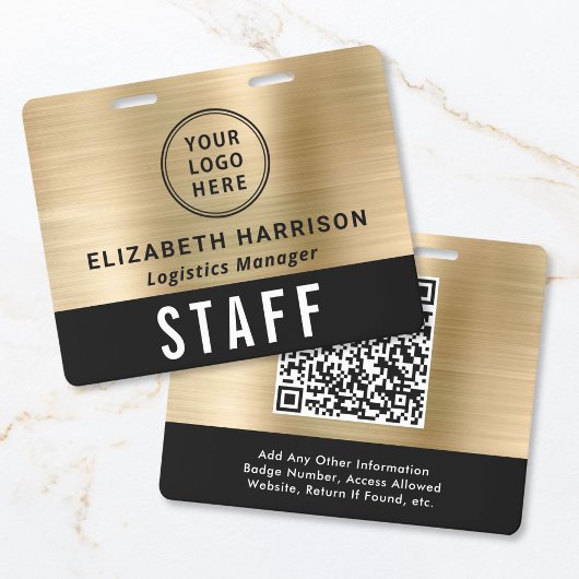 Logo QR-code Zwart Gouden Evenemententoegangspas Badge