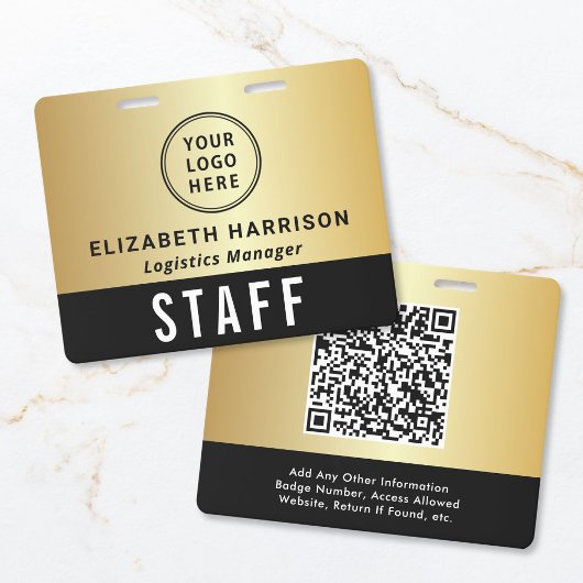 Logo QR-code Zwart Gouden Event Toegangsbewijs Badge