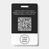 Logo QR-code Zwart Personeelskaart Badge (Achterkant)